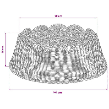 vidaXL Christmas Tree Collar Round Natural Dia. 105 x 28 cm Seagrass