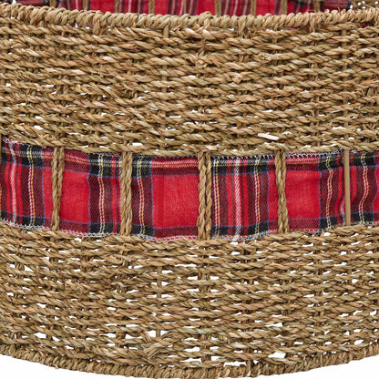 vidaXL Christmas Tree Collar Round Natural Dia. 105 x 28 cm Seagrass
