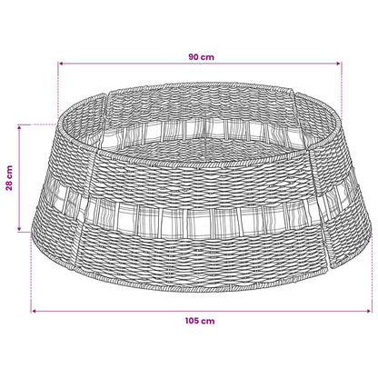 vidaXL Christmas Tree Collar Round Natural Dia. 105 x 28 cm Seagrass