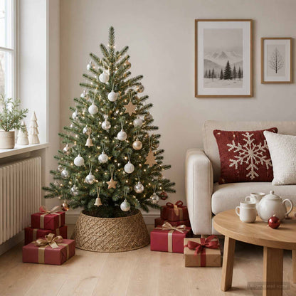 vidaXL Christmas Tree Collar Round Natural Dia. 45 x 22 cm Seagrass