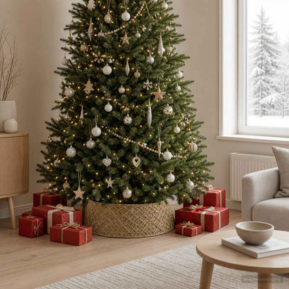 vidaXL Christmas Tree Collar Round Natural Dia. 90 x 28 cm Seagrass