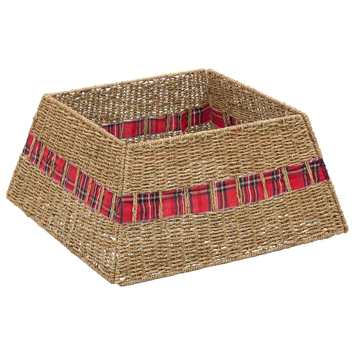 vidaXL Christmas Tree Collar Square Natural 60 x 60 x 28 cm Seagrass