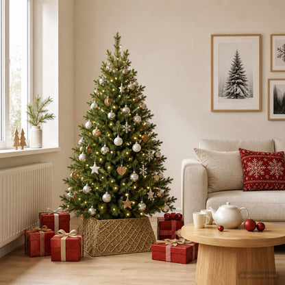 vidaXL Christmas Tree Collar Square Natural 50 x 50 x 25 cm Seagrass