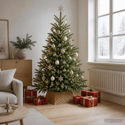 vidaXL Christmas Tree Collar Square Natural 60 x 60 x 28 cm Seagrass