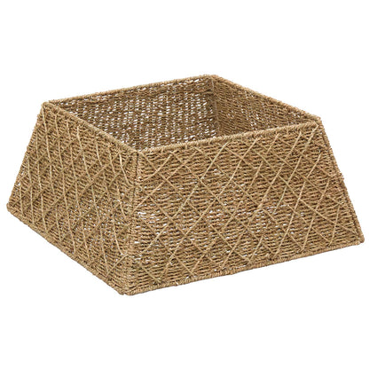 vidaXL Christmas Tree Collar Square Natural 60 x 60 x 28 cm Seagrass