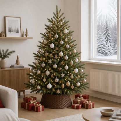 vidaXL Christmas Tree Collar Round Dark Brown Dia. 60 x 22 cm