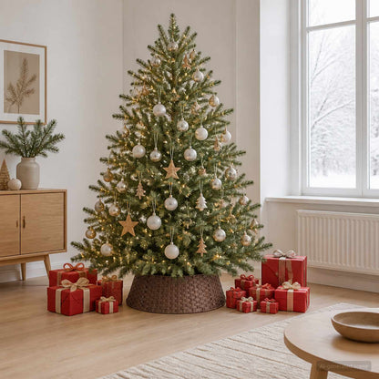 vidaXL Christmas Tree Collar Round Dark Brown Dia. 75 x 25 cm