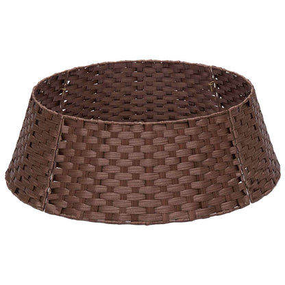 vidaXL Christmas Tree Collar Round Dark Brown Dia. 90 x 28 cm