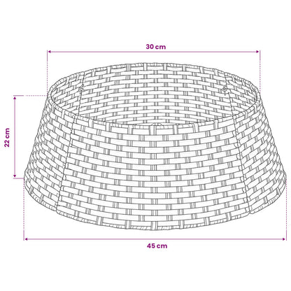 vidaXL Christmas Tree Collar Round Grey Dia. 45 x 22 cm Poly Rattan