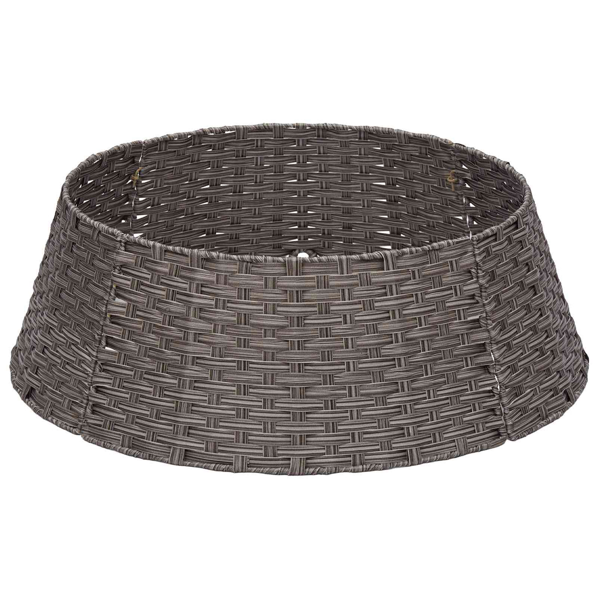 vidaXL Christmas Tree Collar Round Grey Dia. 105 x 28 cm Poly Rattan