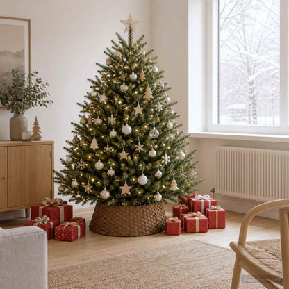 vidaXL Christmas Tree Collar Round Light Brown Dia. 60 x 22 cm