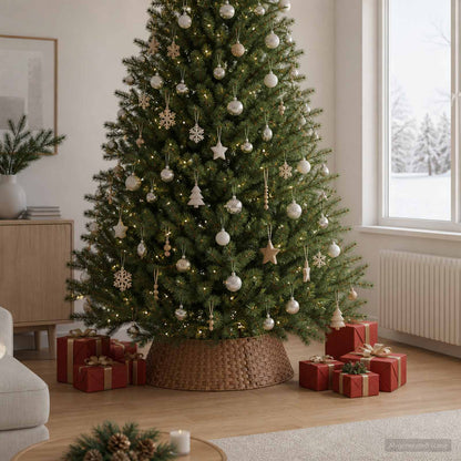 vidaXL Christmas Tree Collar Round Light Brown Dia. 90 x 28 cm