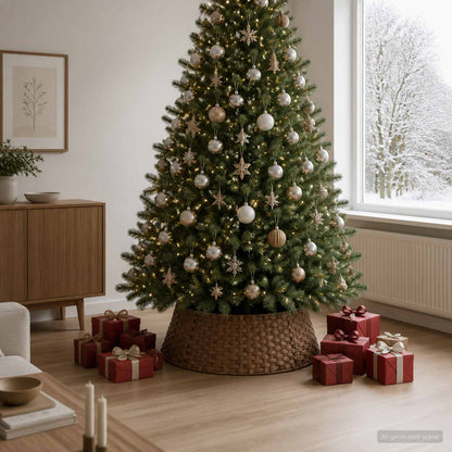 vidaXL Christmas Tree Collar Round Light Brown Dia. 105 x 28 cm
