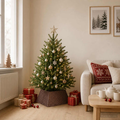 vidaXL Christmas Tree Collar Square Dark Brown 50 x 50 x 25 cm