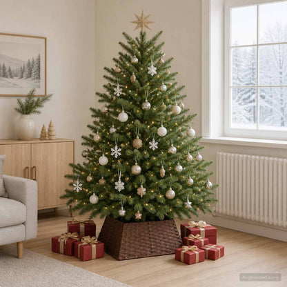 vidaXL Christmas Tree Collar Square Dark Brown 70 x 70 x 28 cm