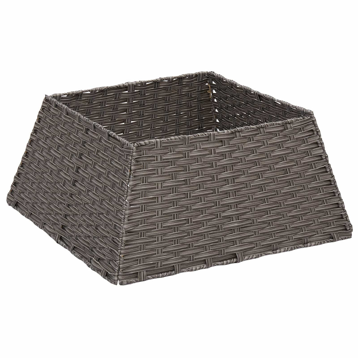 vidaXL Christmas Tree Collar Square Grey 60 x 60 x 28 cm Poly Rattan