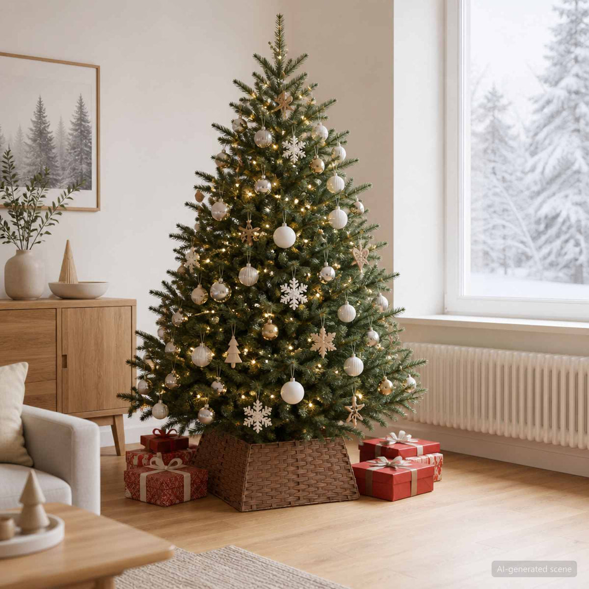 vidaXL Christmas Tree Collar Square Light Brown 60 x 60 x 28 cm