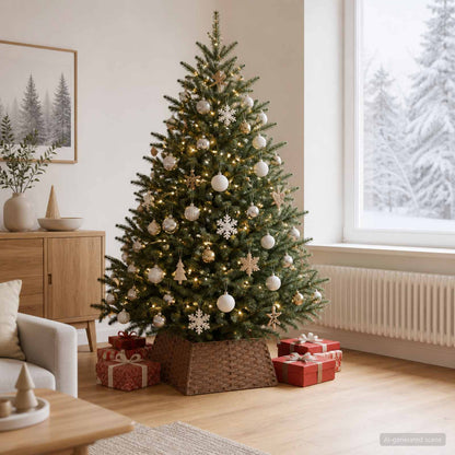 vidaXL Christmas Tree Collar Square Light Brown 60 x 60 x 28 cm