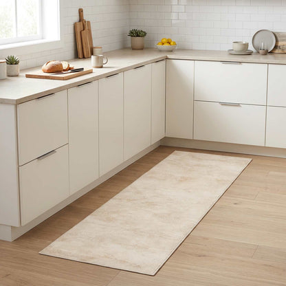 vidaXL Kitchen Rug Cream Concrete 150 x 45 cm 100% Polyamide Washable
