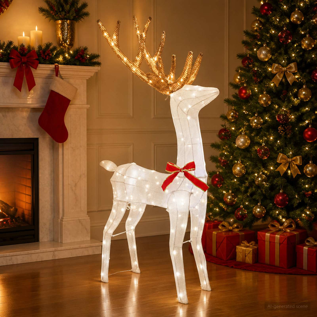 vidaXL 3D Christmas Reindeer LOVIISA 140 LEDs Cold White