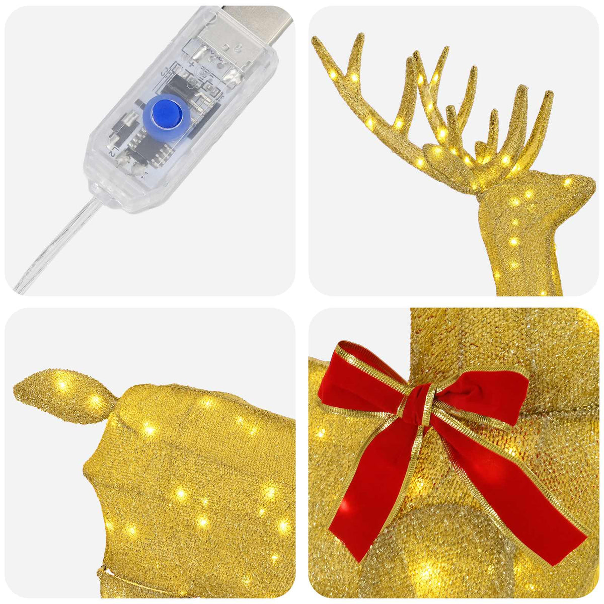vidaXL 3D Christmas Reindeer LOVIISA 140 LEDs Warm White