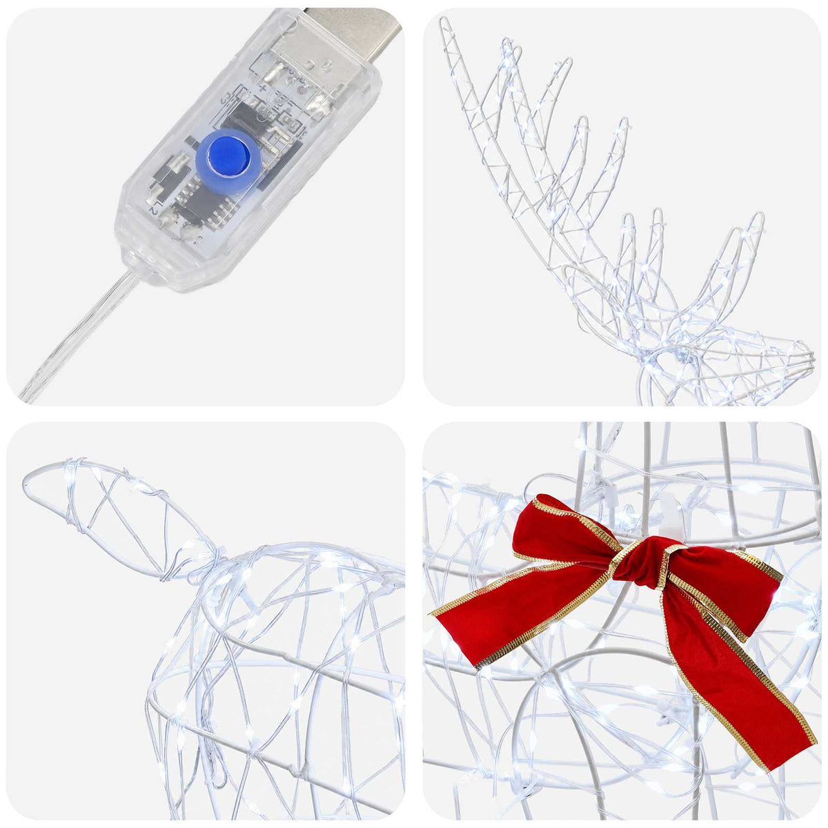 vidaXL 3D Christmas Reindeer LOVIISA 300 LEDs Cold White