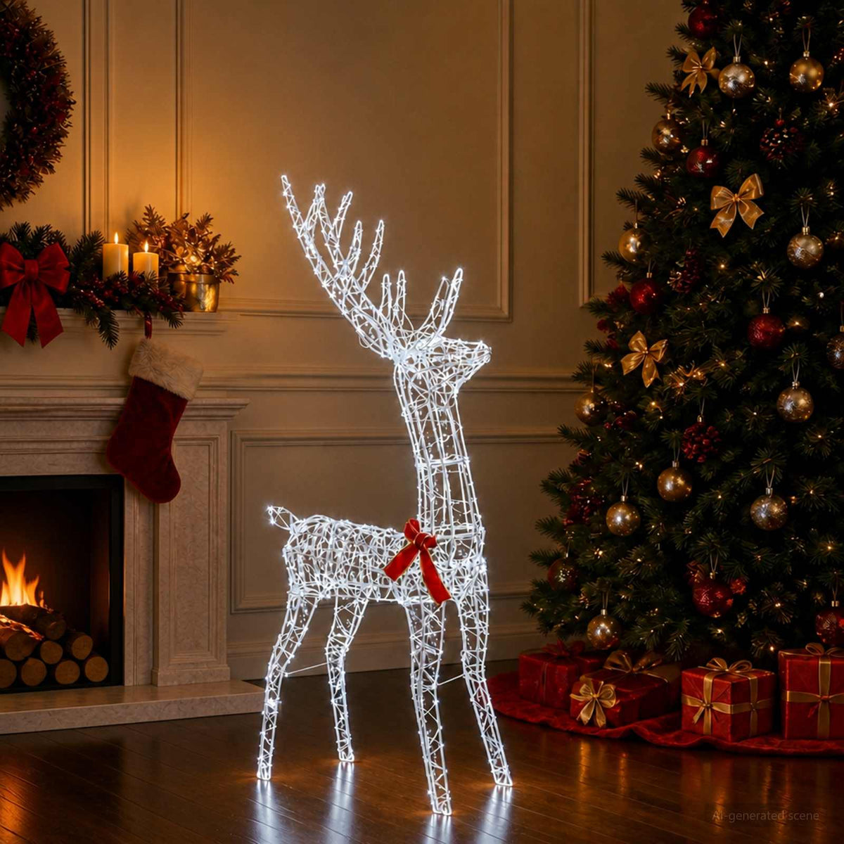 vidaXL 3D Christmas Reindeer LOVIISA 300 LEDs Cold White