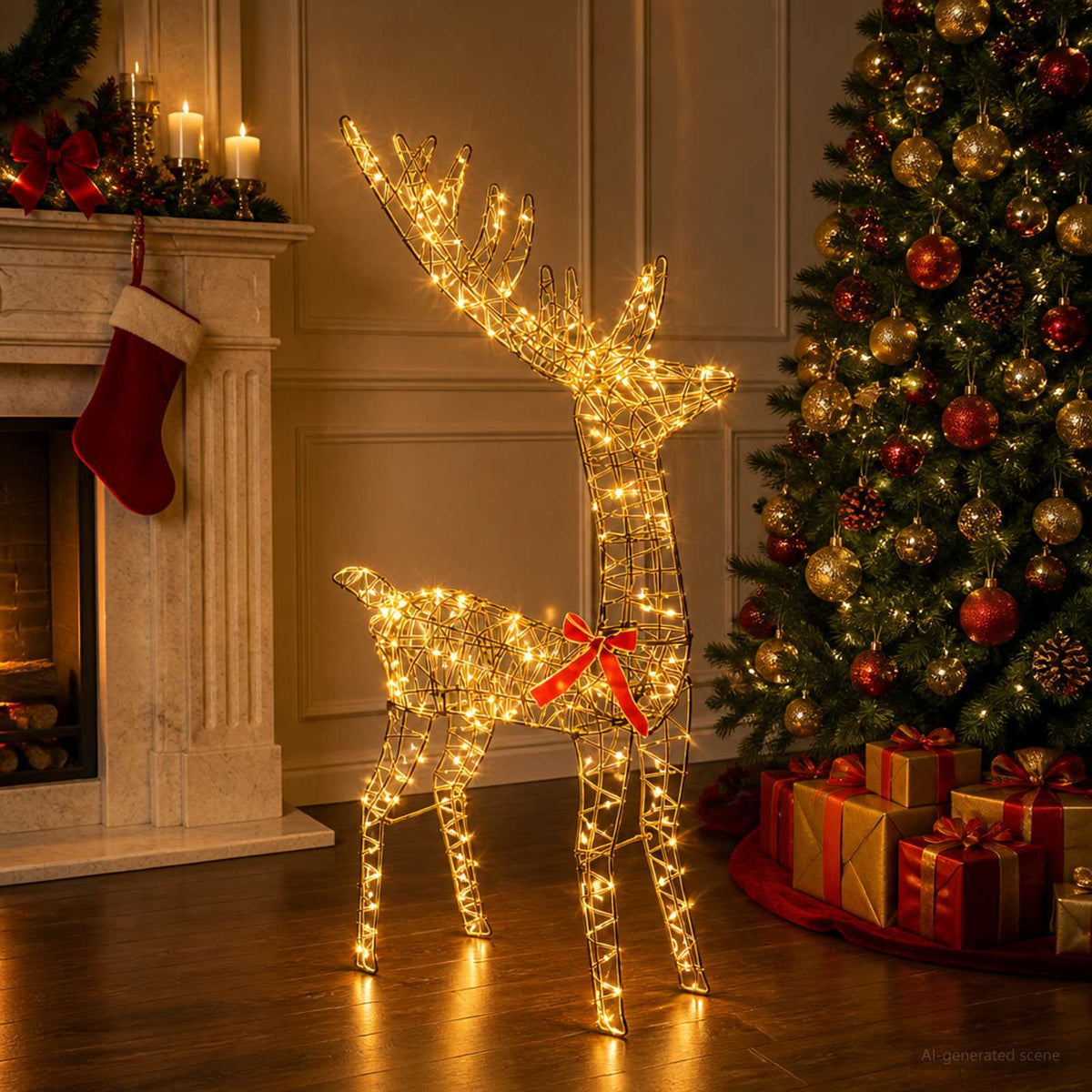 vidaXL 3D Christmas Reindeer LOVIISA 300 LEDs Warm White