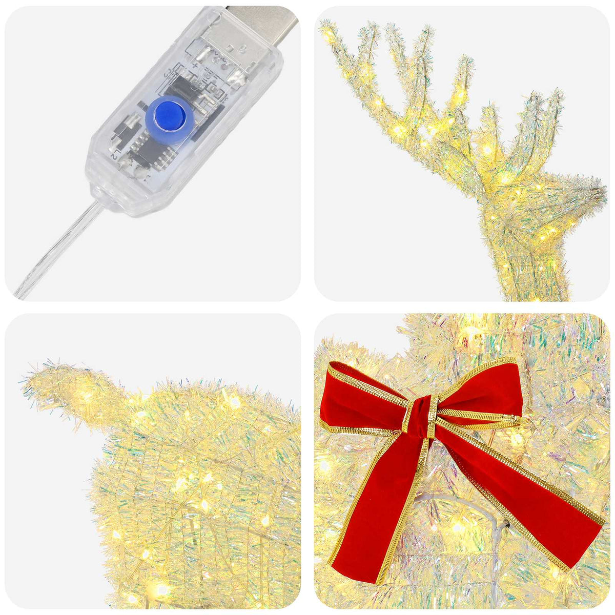 vidaXL 3D Christmas Reindeer LOVIISA 140 LEDs Warm White