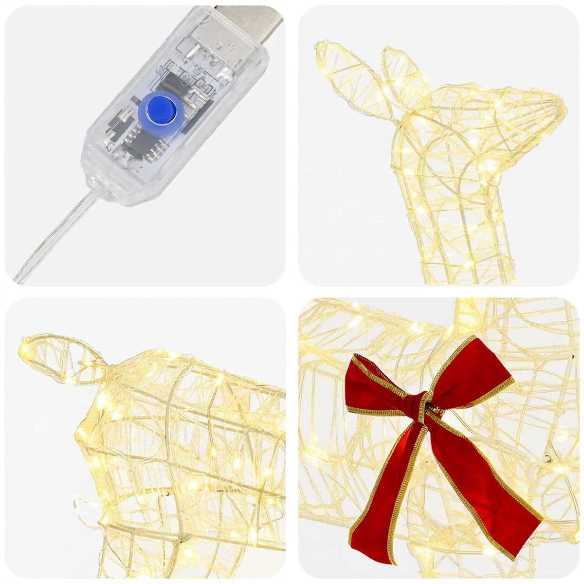 vidaXL 3D Christmas Reindeer LOVIISA 110 LEDs Warm White