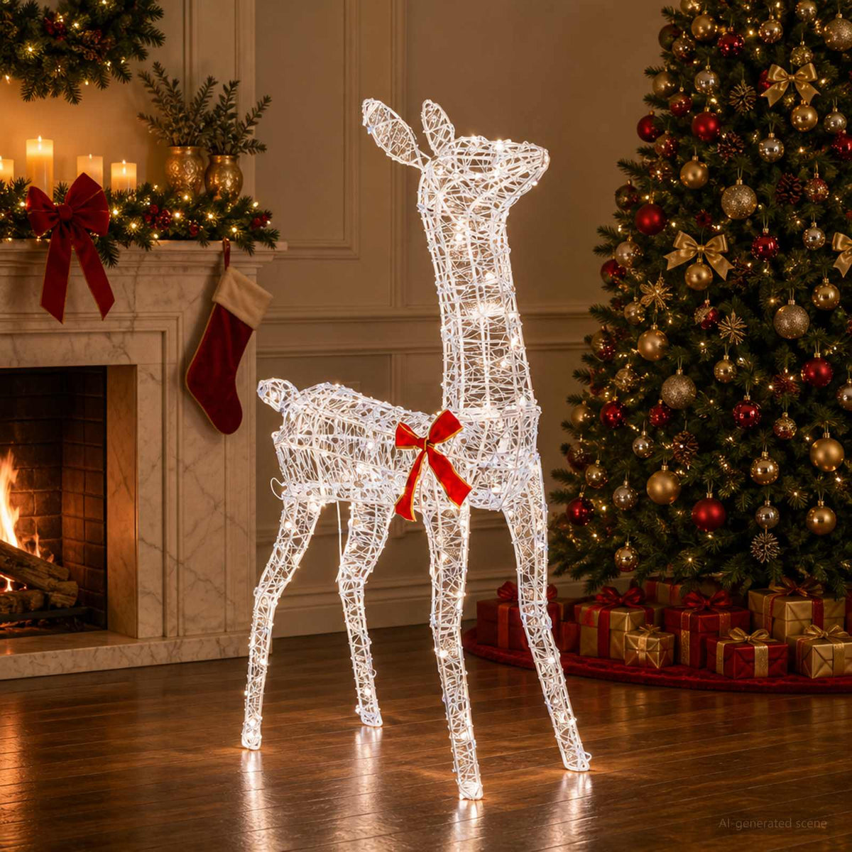 vidaXL 3D Christmas Reindeer LOVIISA 110 LEDs Cold White