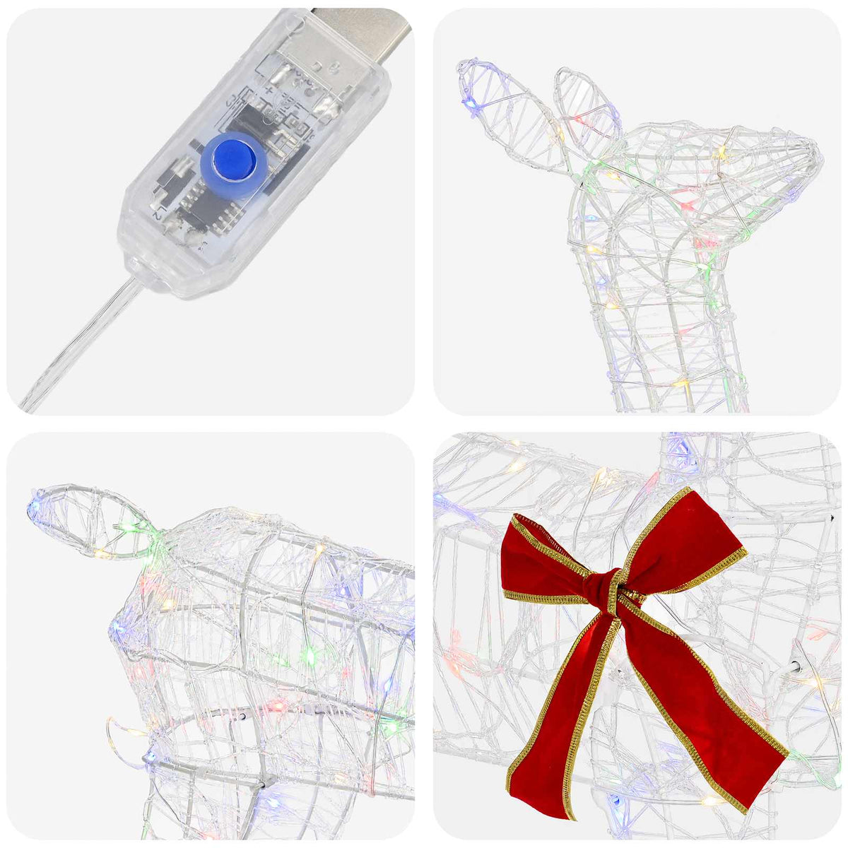 vidaXL 3D Christmas Reindeer LOVIISA 110 LEDs Multicolour