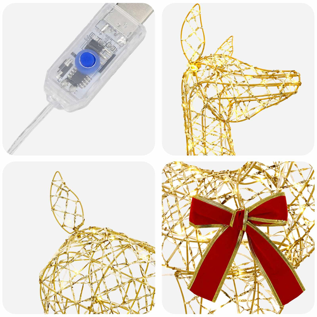 vidaXL 3D Christmas Reindeer LOVIISA 110 LEDs Warm White