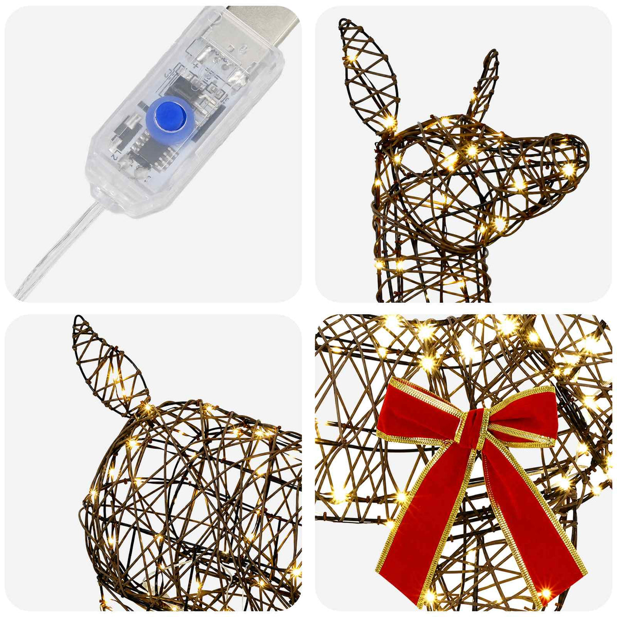 vidaXL 3D Christmas Reindeer LOVIISA 110 LEDs Warm White