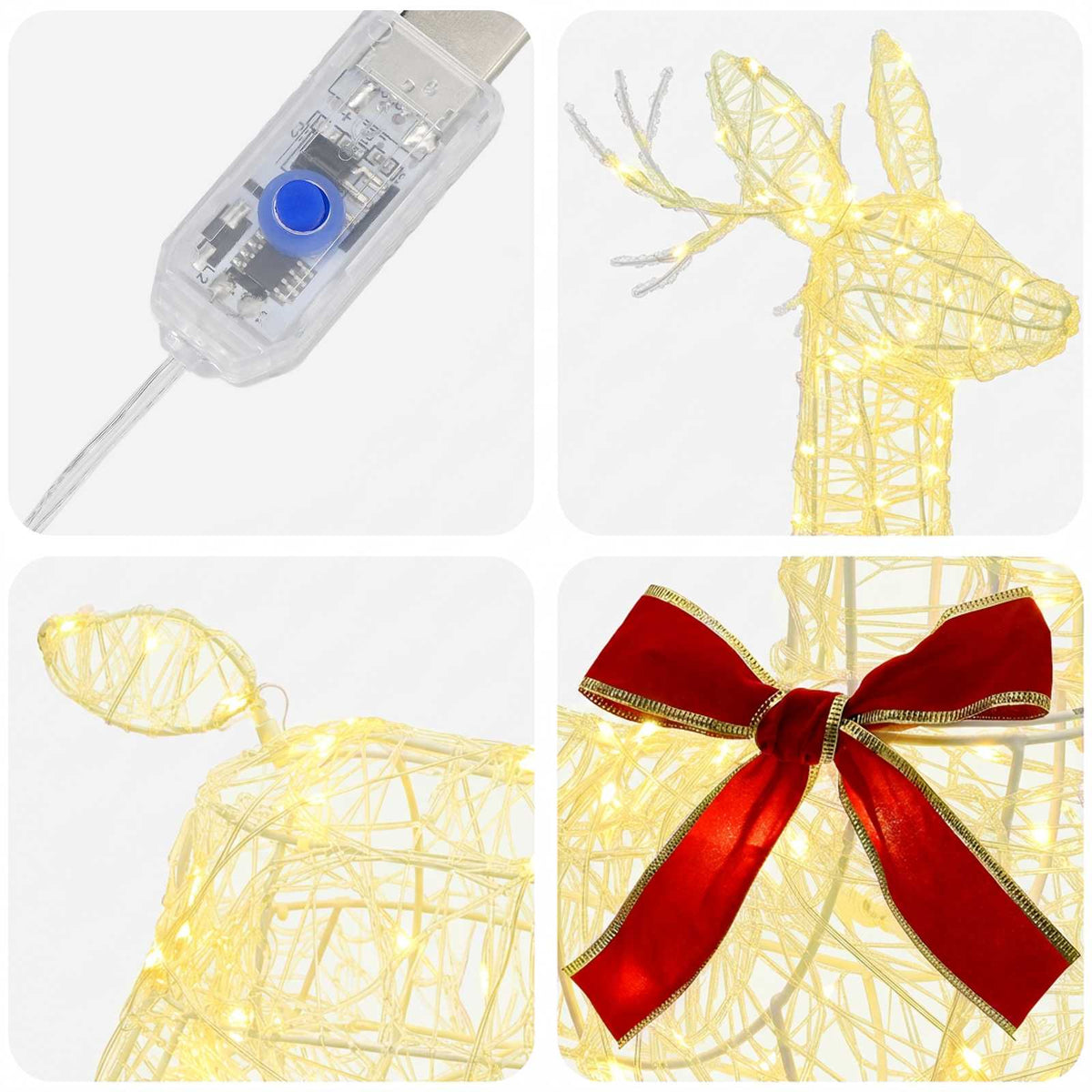 vidaXL 3D Christmas Reindeer LOVIISA 140 LEDs Warm White