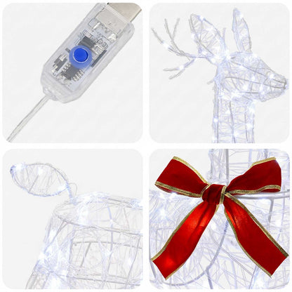 vidaXL 3D Christmas Reindeer LOVIISA 140 LEDs Cold White
