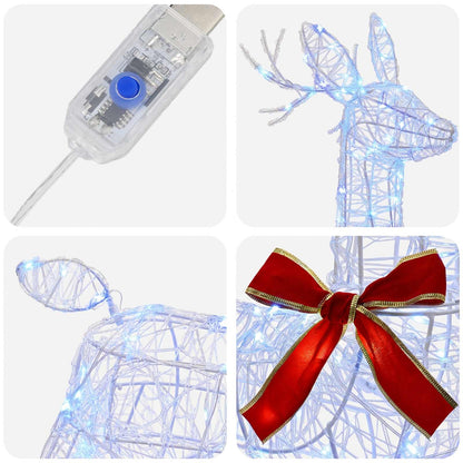 vidaXL 3D Christmas Reindeer LOVIISA 140 LEDs Blue 55 x 22 x 63 cm