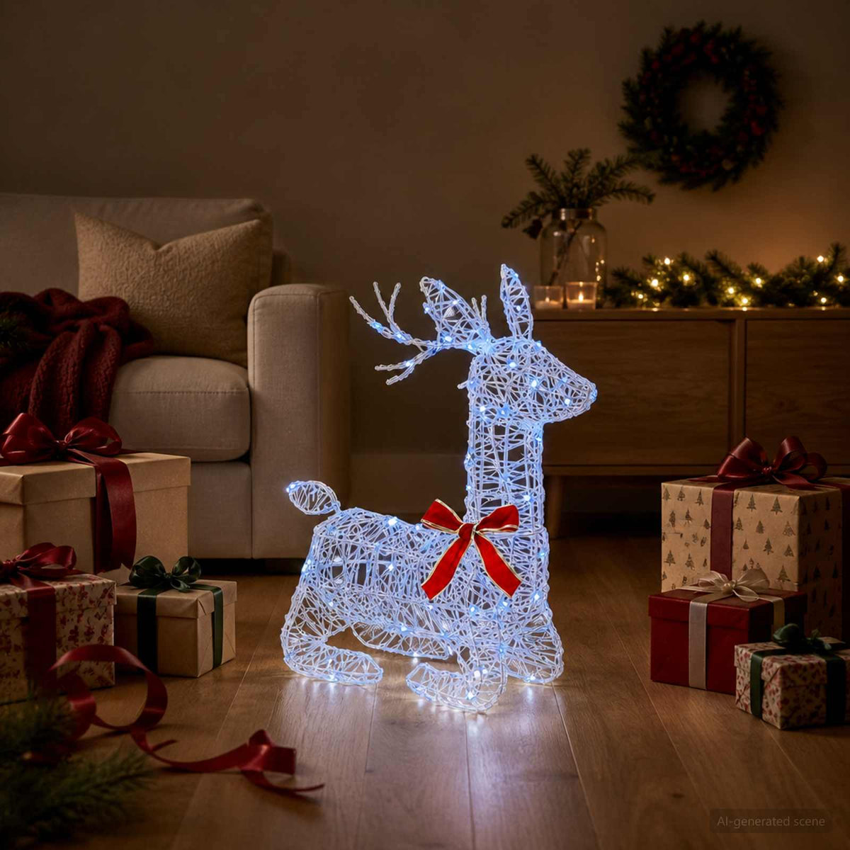 vidaXL 3D Christmas Reindeer LOVIISA 140 LEDs Blue 55 x 22 x 63 cm