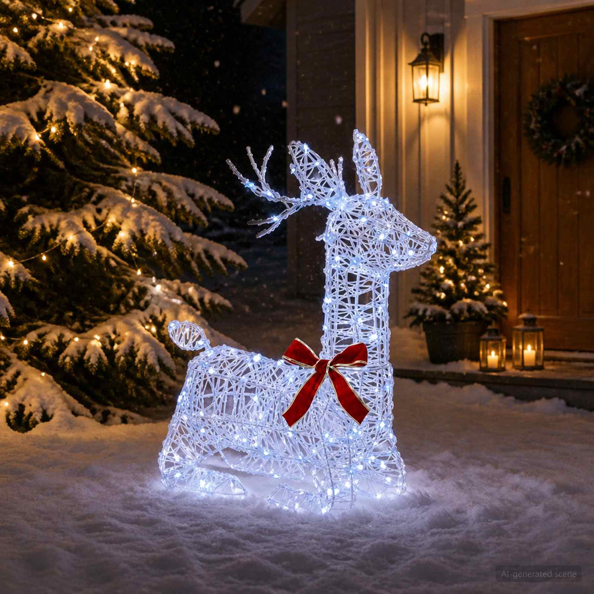 vidaXL 3D Christmas Reindeer LOVIISA 140 LEDs Blue 55 x 22 x 63 cm