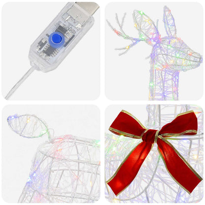 vidaXL 3D Christmas Reindeer LOVIISA 140 LEDs Multicolour