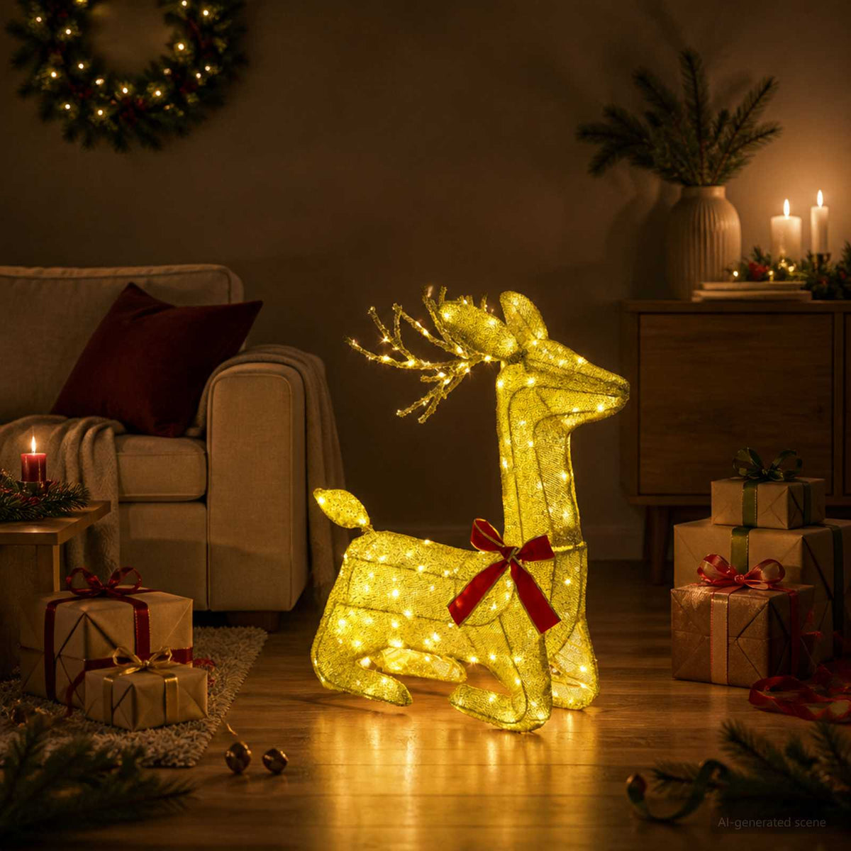 vidaXL 3D Christmas Reindeer LOVIISA 140 LEDs Warm White