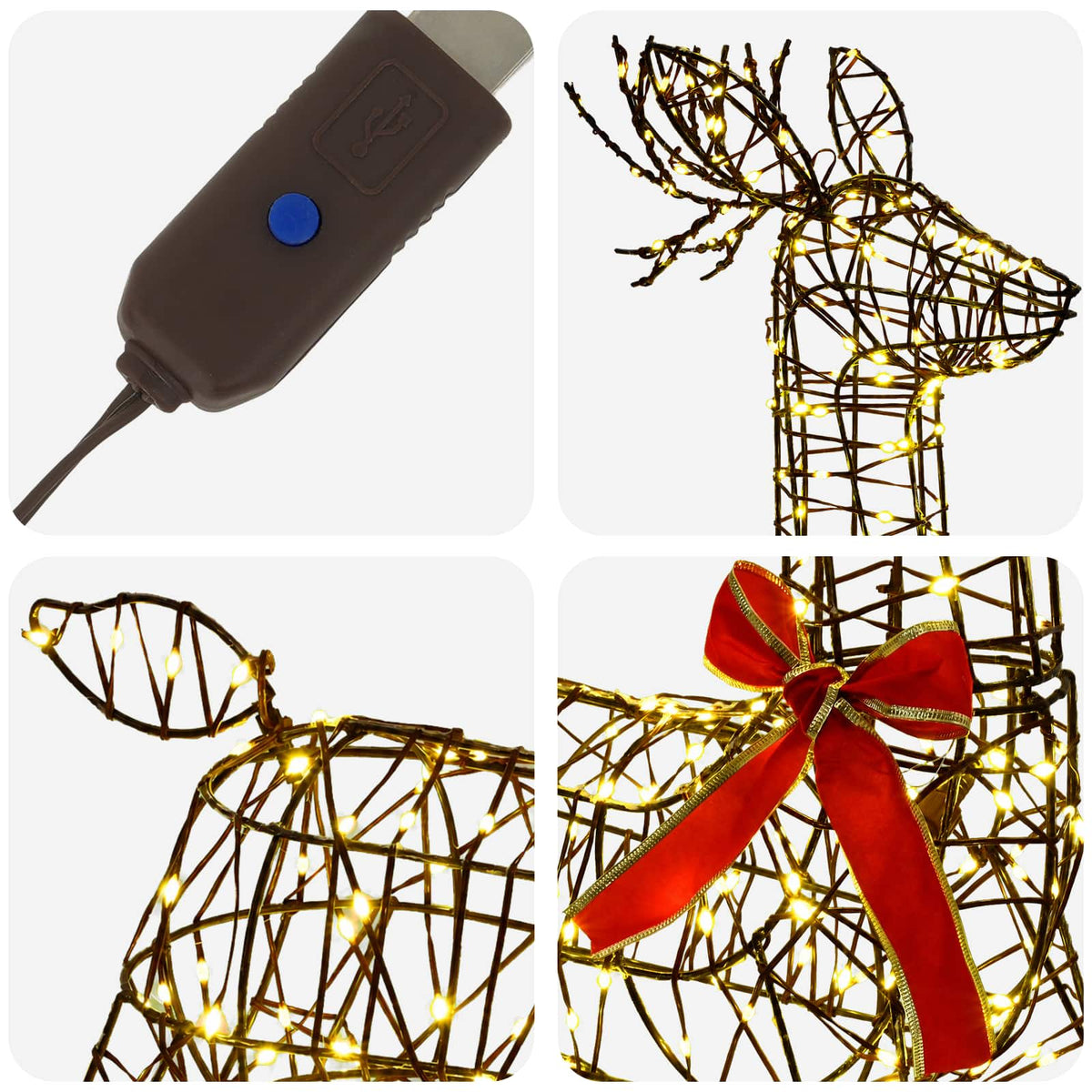vidaXL 3D Christmas Reindeer LOVIISA 280 LEDs Warm White