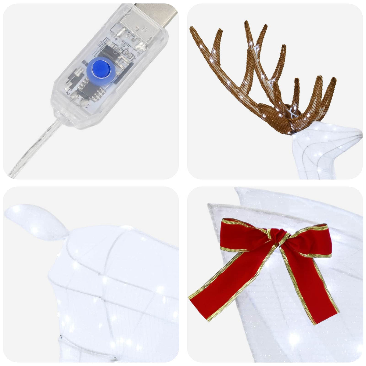 vidaXL Reindeer Pull Sleigh LOVIISA 200 LEDs Cold White