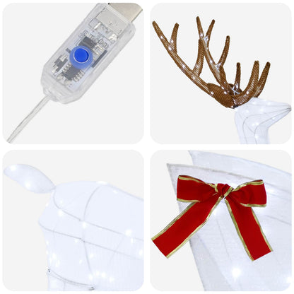vidaXL Reindeer Pull Sleigh LOVIISA 200 LEDs Cold White