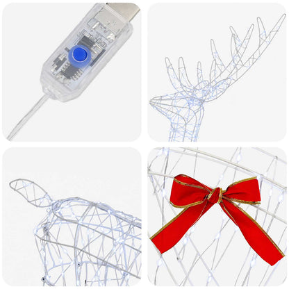 vidaXL Reindeer Pull Sleigh LOVIISA 450 LEDs Cold White