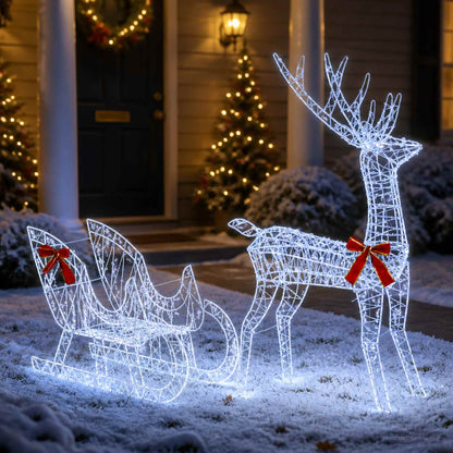 vidaXL Reindeer Pull Sleigh LOVIISA 450 LEDs Cold White