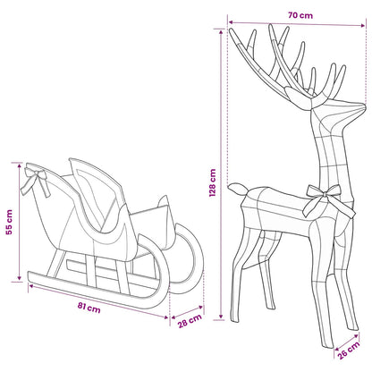 vidaXL Reindeer Pull Sleigh LOVIISA 450 LEDs Warm White