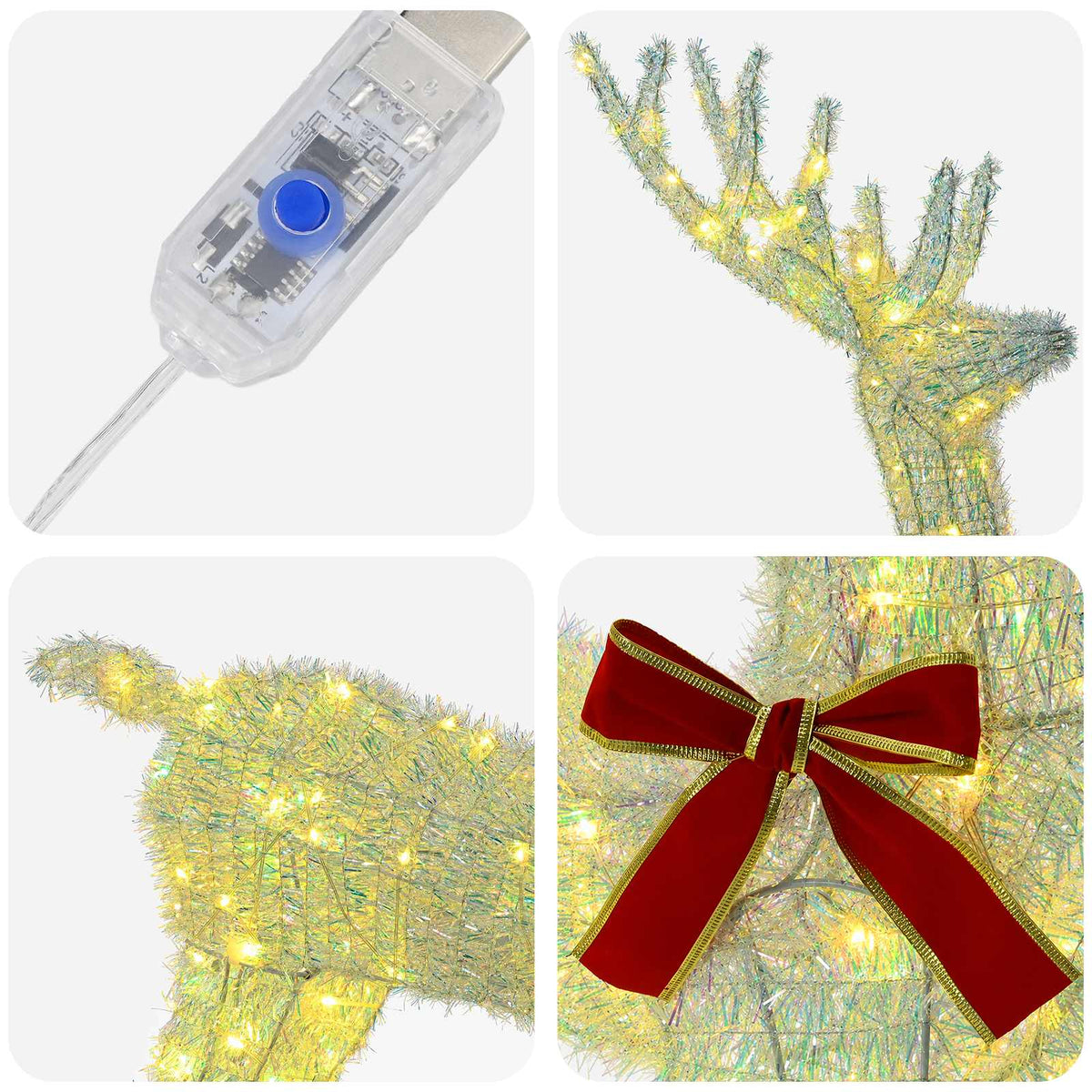 vidaXL Reindeer Pull Sleigh LOVIISA 200 LEDs Warm White