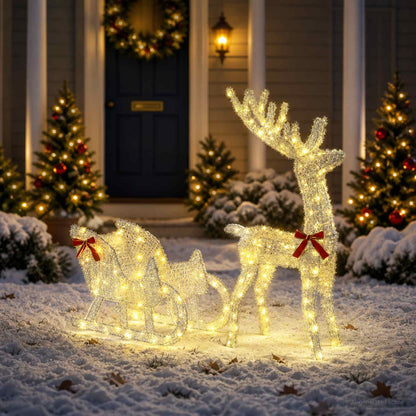 vidaXL Reindeer Pull Sleigh LOVIISA 200 LEDs Warm White