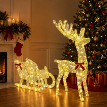vidaXL Reindeer Pull Sleigh LOVIISA 200 LEDs Warm White